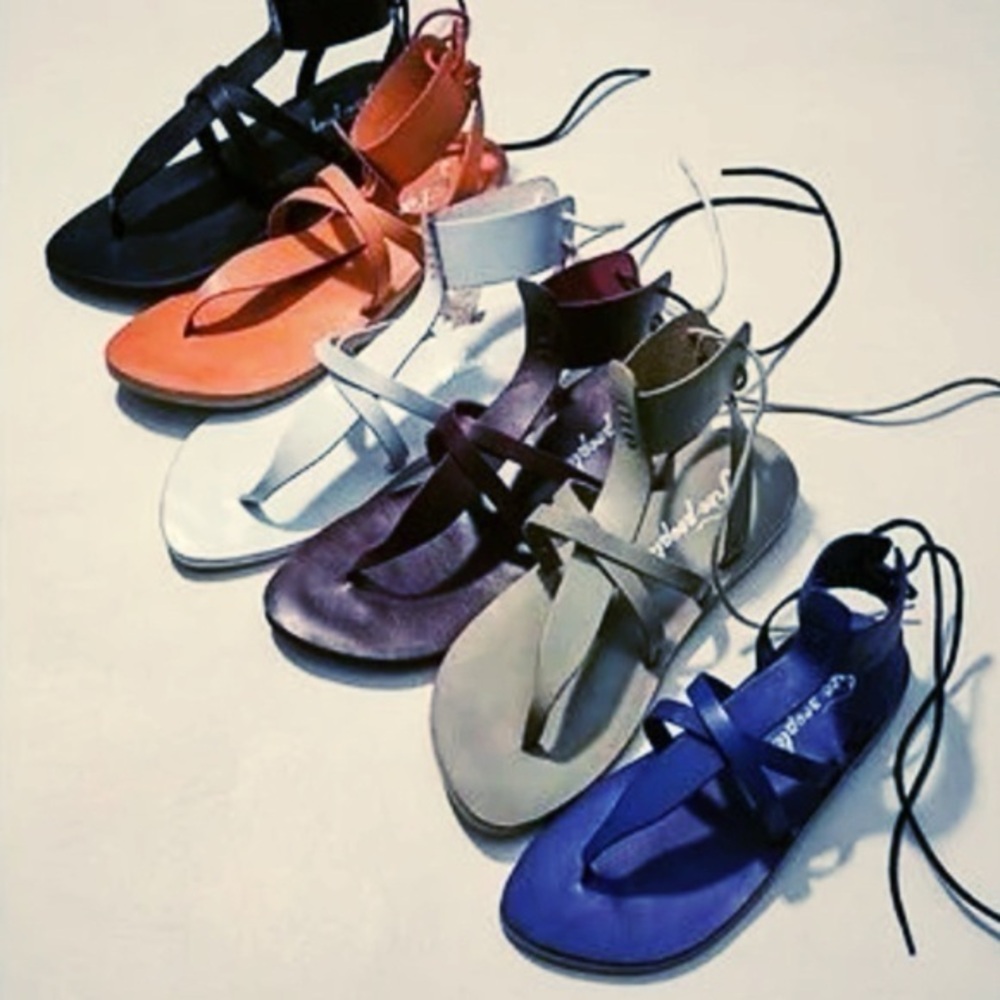 NEW Free People Vacation Day Wrap Sandals - Blue Gray 7.5